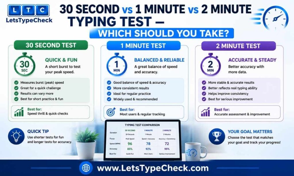 30 Second vs 1 Minute vs 2 Minute Typing Test — Which Should You Take