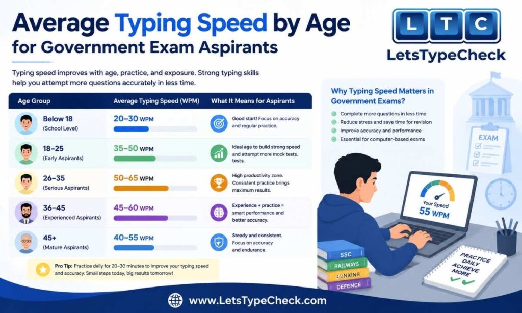 Average Typing Speed by Age for Government Exam Aspirants