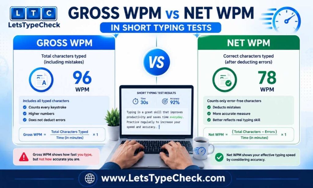 Gross WPM vs Net WPM in Short Typing Tests