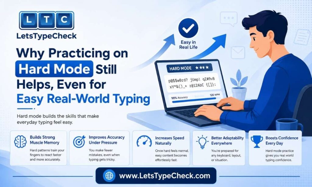 Why Practicing on Hard Mode Still Helps, Even for Easy Real-World Typing