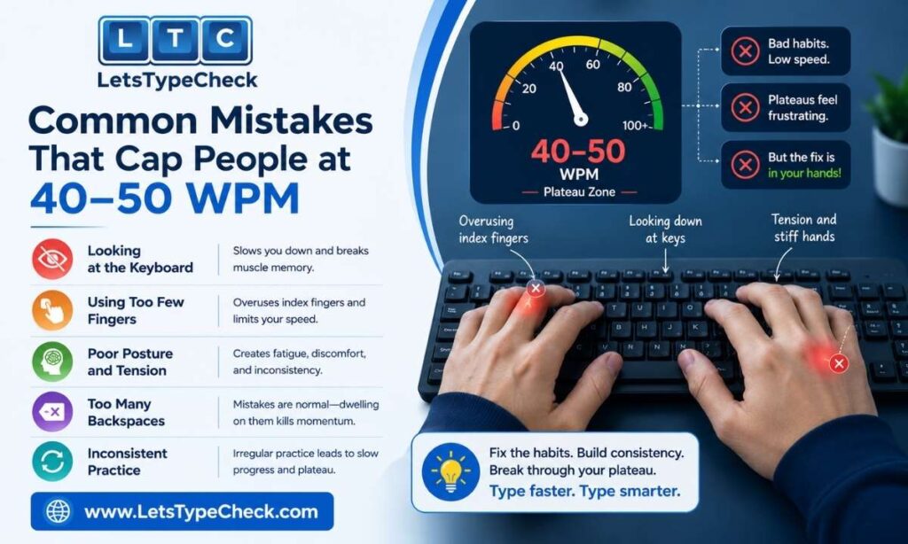 Common Mistakes That Cap People at 40–50 WPM