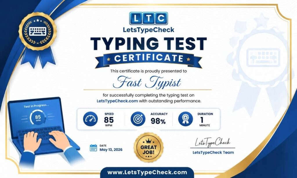 Typing Test Certificate
